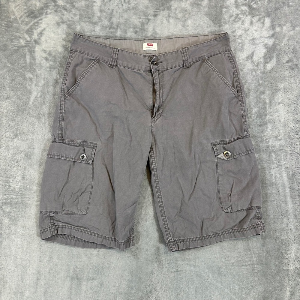Levi's Ripstop Cargo Shorts Youth Boys Size 16 Husky Gray Cotton Utility Pockets